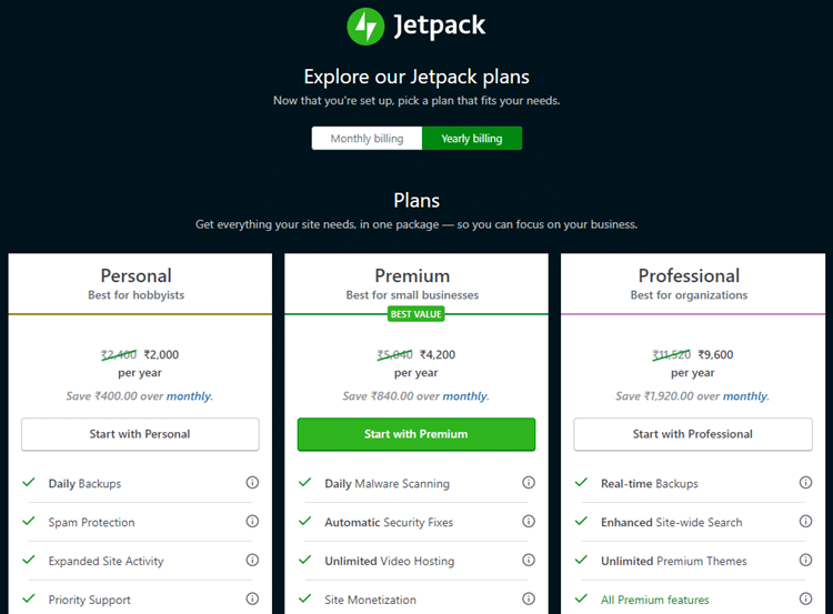 Jetpack plans