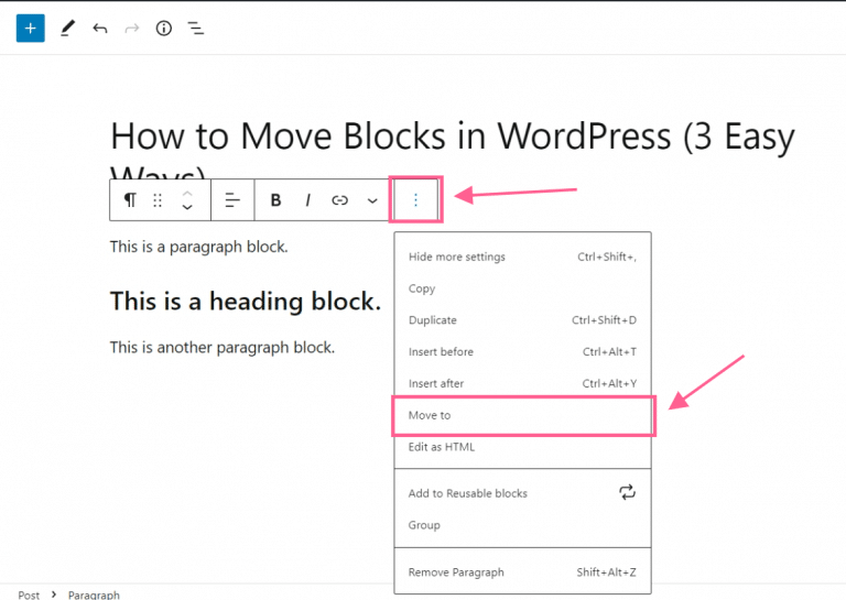 How To Move Blocks In Wordpress 3 Easy Ways
