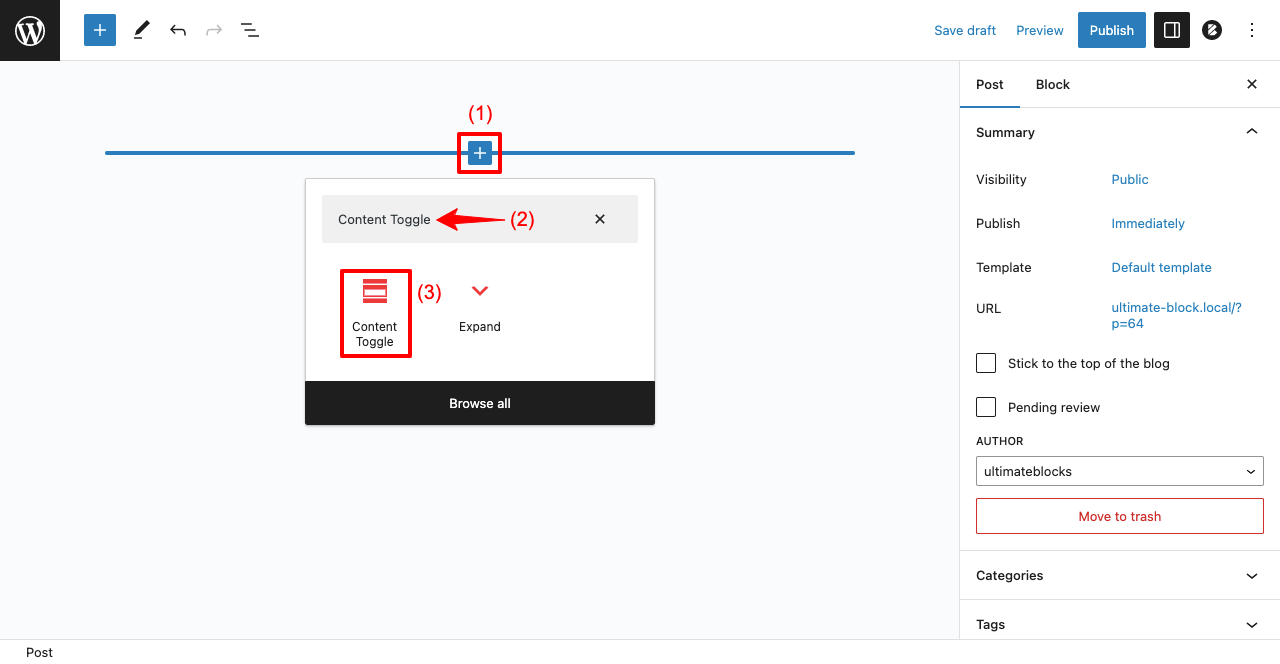 Add the Content Toggle Block to Your Post or Page