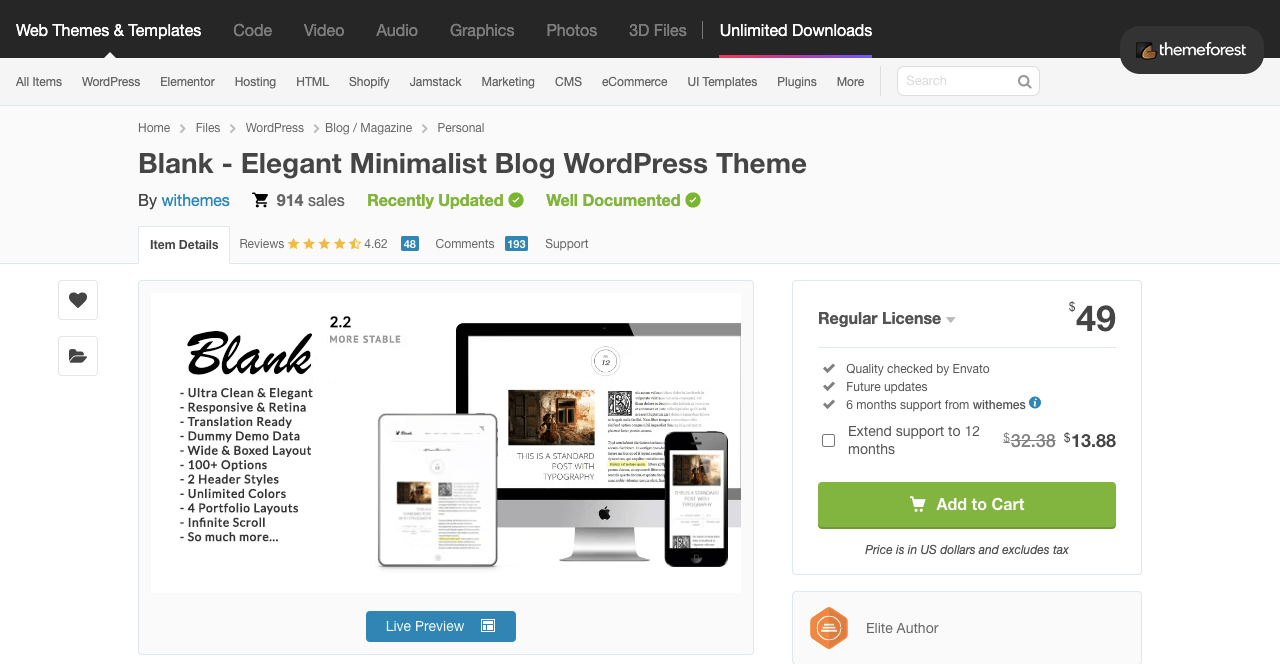 Blank - Elegant Minimalist Blog WordPress Theme