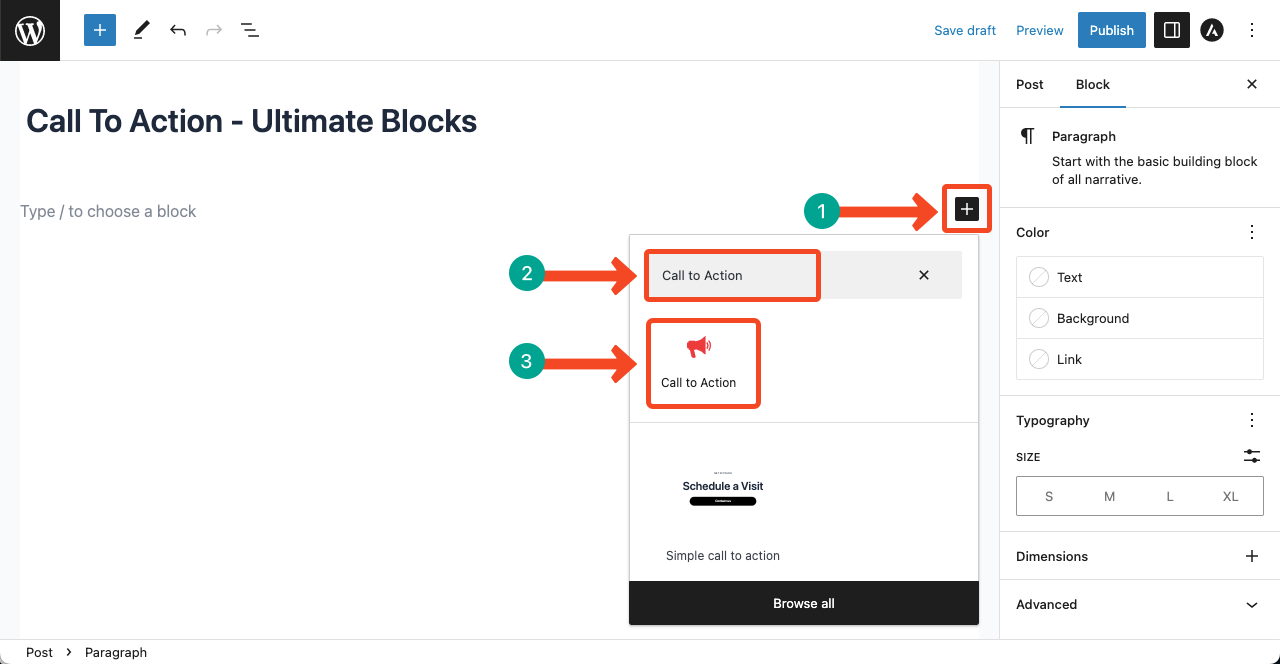Add Call To Action Block