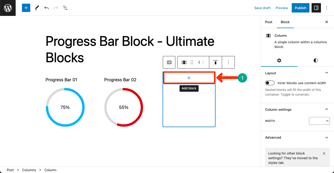 Add a New Block to the Circular Shaped Progress Bar