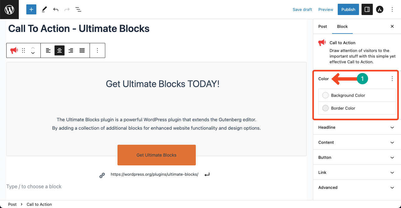 Colorize the Call To Action Block