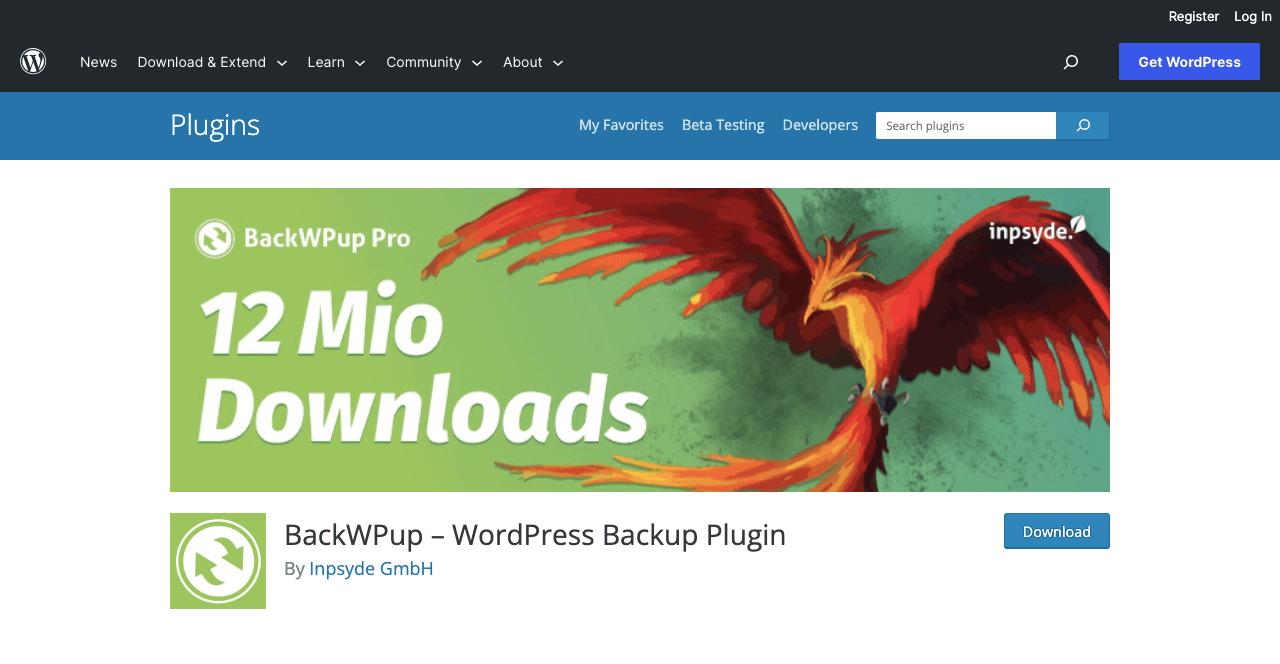 BackWPup WordPress Security Plugin
