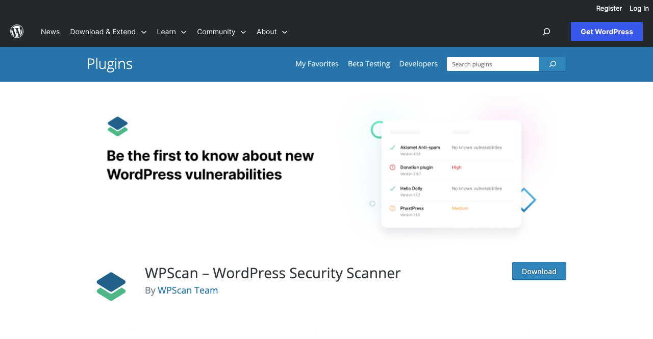 WPScan WordPress Security Plugin