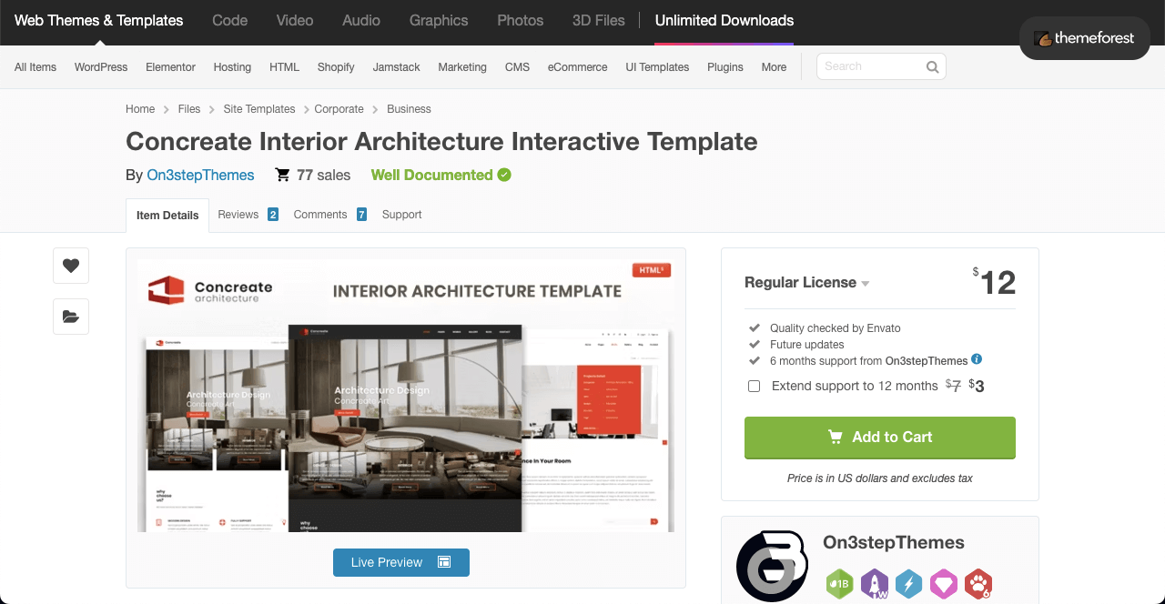Concreate Interior Architecture Interactive Template Theme