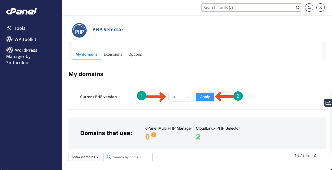 Apply the latest PHP version