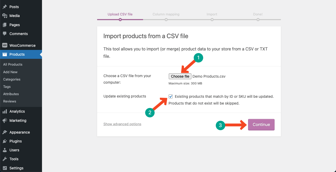 Choose your desired file and start the importing process