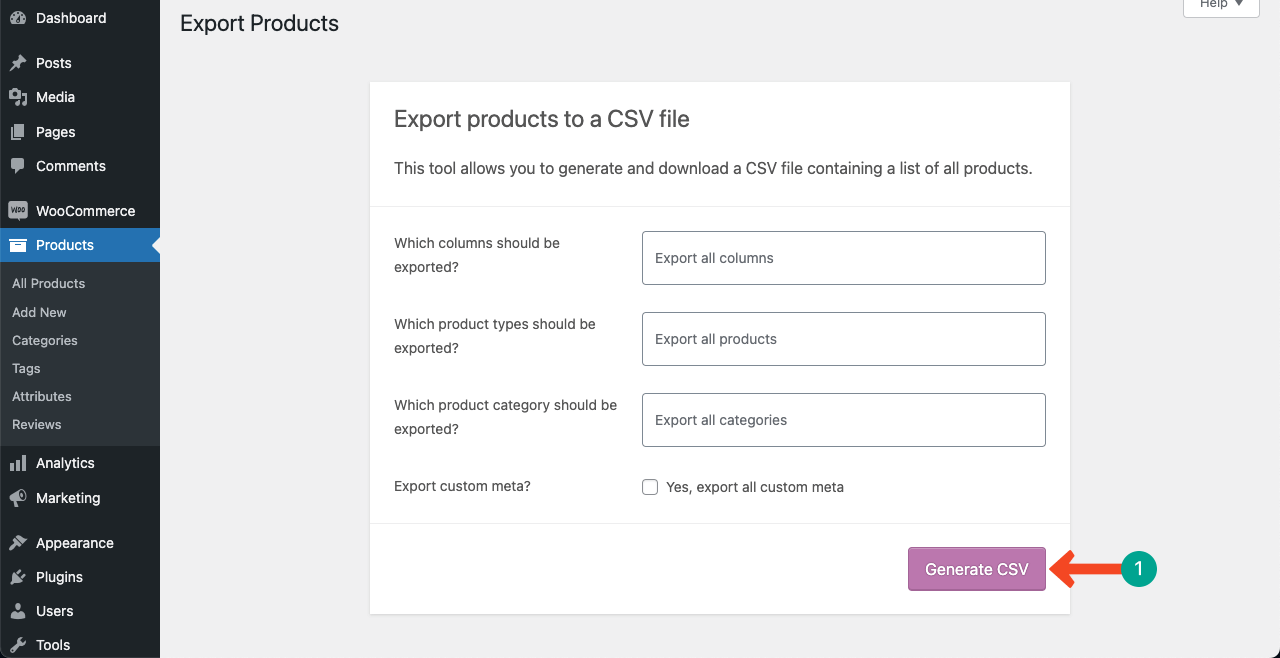 Generate the CSV file