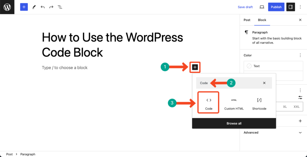 How to Use the WordPress Code Block (Gutenberg)