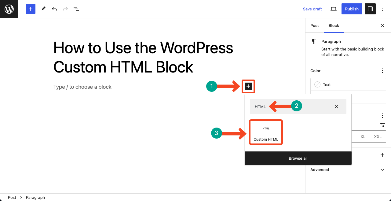 Add the HTML block