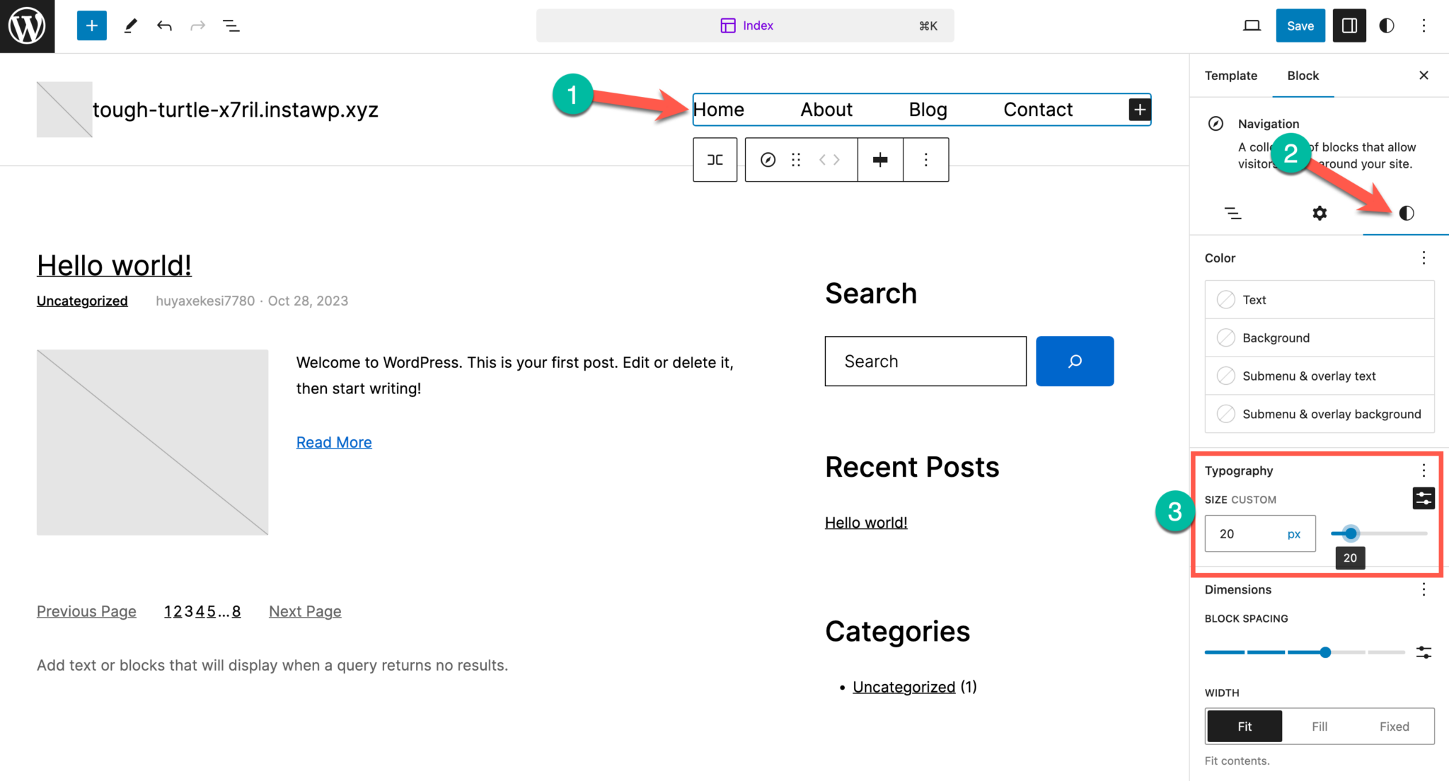 how-to-change-menu-font-size-in-wordpress-block-classic-theme