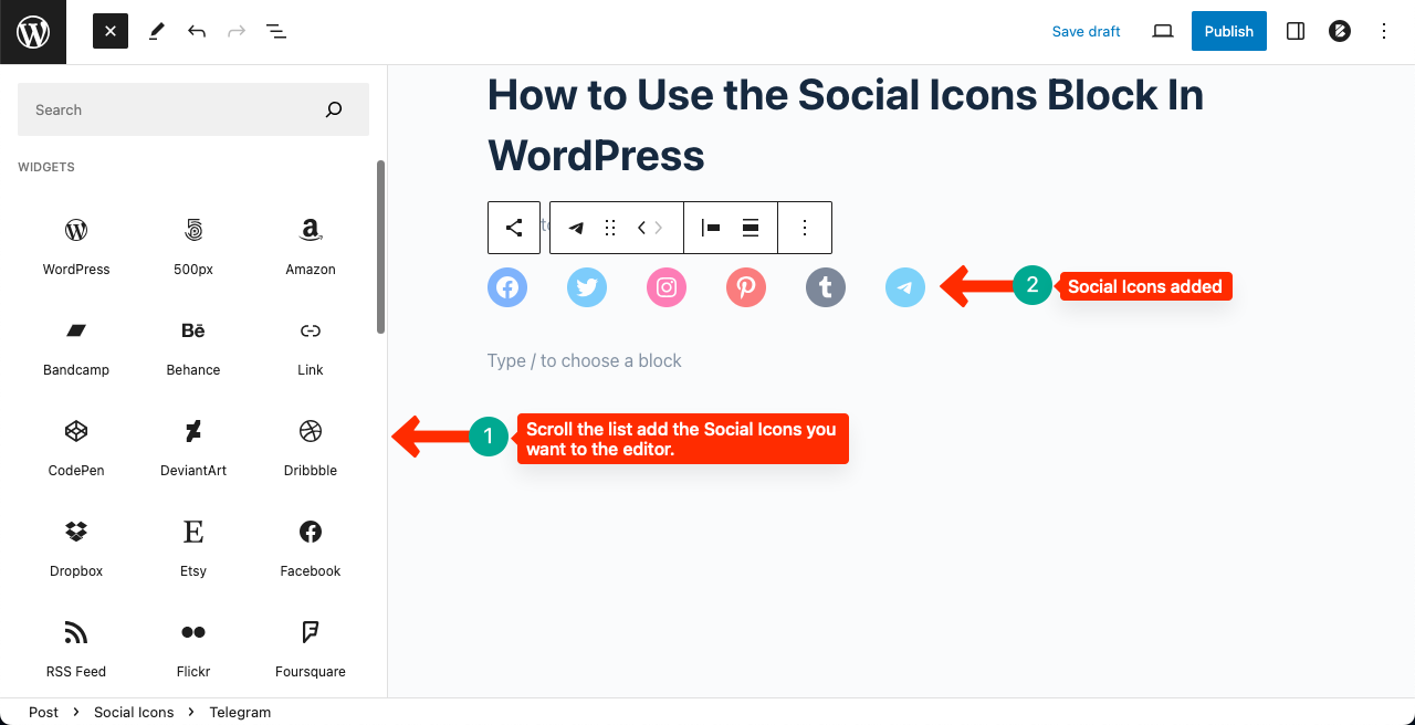 Add Social Icons to the WordPress post or page