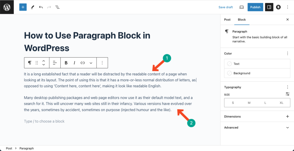 How to Use Paragraph Block in WordPress