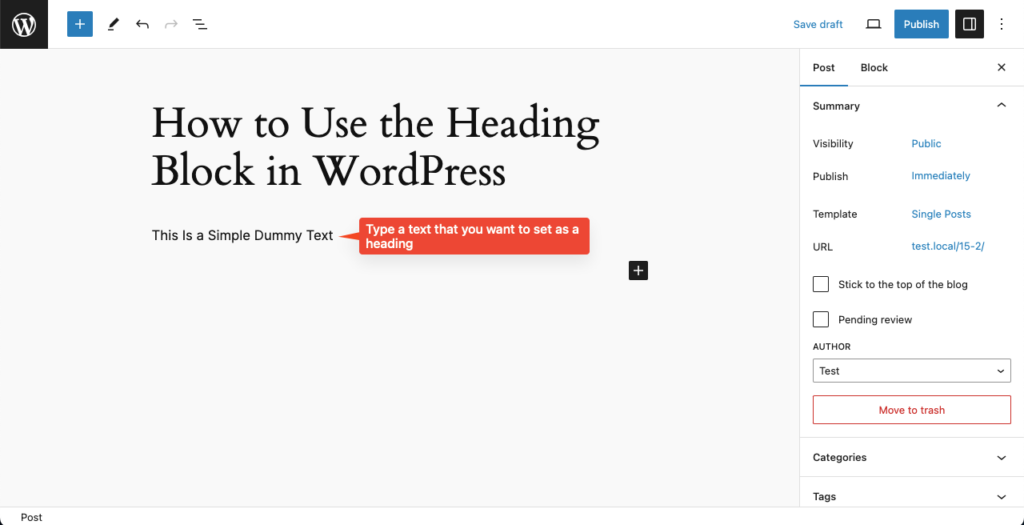 How to Use the Heading Block in WordPress