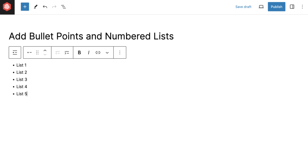 How to Add Bullet Points & Numbered Lists in WordPress