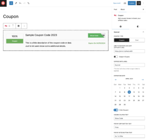 Coupon Block for WordPress - Ultimate Blocks
